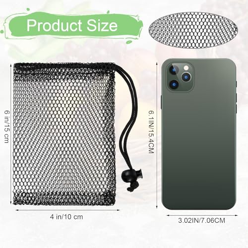 Small Drawstring Mesh Bags - 10 Pcs 6x4 Inch Nylon Net for Sports