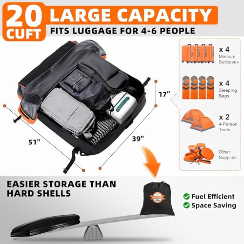 20 Cubic Feet Rooftop Cargo Carrier Bag - Waterproof & Aerodynamic