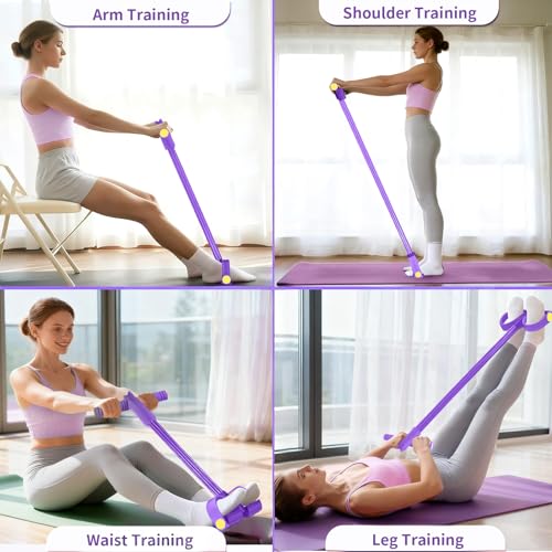 6-Tube Pedal Resistance Band with Handles for Full-Body Workout