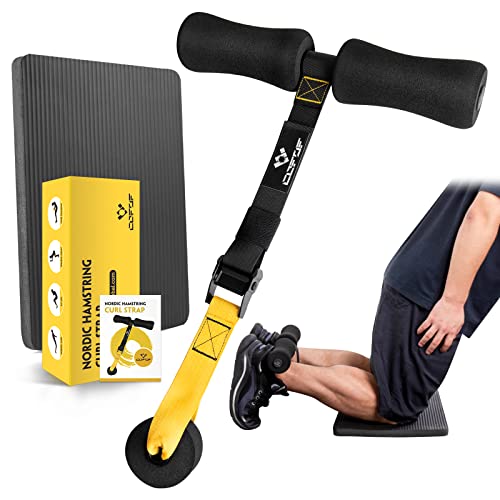 Nordic Hamstring Curl Strap with Pad - Yellow, Holds 420 lbs