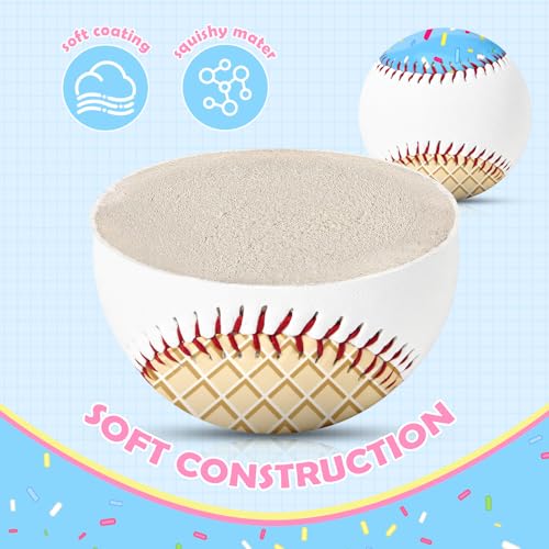 9-Inch Youth Practice Baseball - Ice Cream Drip Design - Blue Yellow Drip