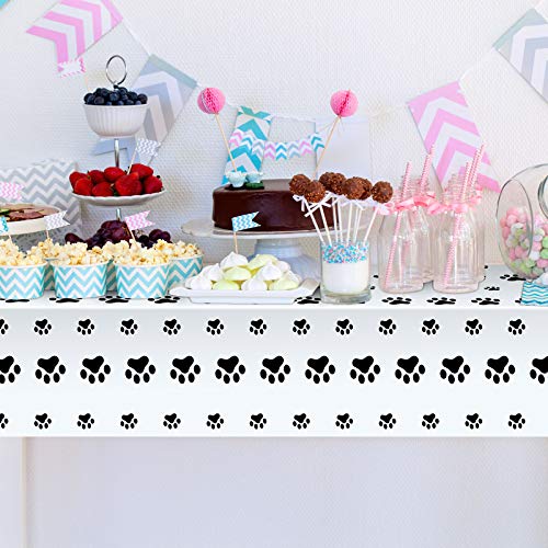 Dog Paw Print Tablecloth Set - 2 Pcs Black, 108 x 54 Inch