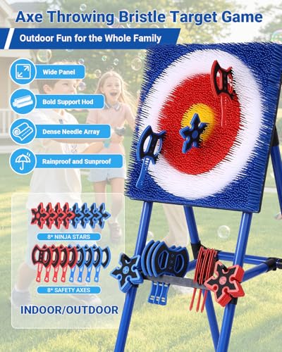 Axe Throwing Game Set - 16 Durable Plastic Axes & Foldable Target