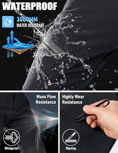 MAGCOMSEN Men's Waterproof Snow Ski Pants Fleece Lined Black 34