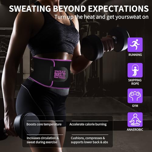 LKV Medium Purple Waist Trainer for Women Workout Sweat Band Neoprene Slimming Body Shaper