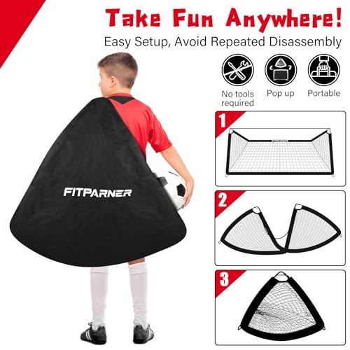 Portable Backyard Soccer Goals Set - 4x3FT - 2 Pack with Target & Cones