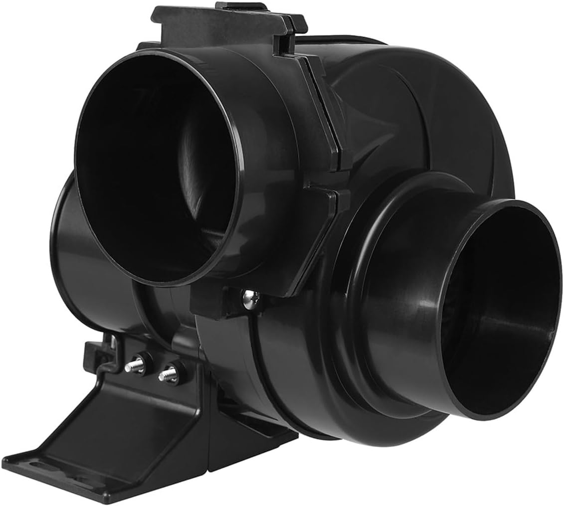 Seaflo In-Line Bilge Air Blower - 130 CFM Marine Ventilation | 12V, 2.5 AMP, Black