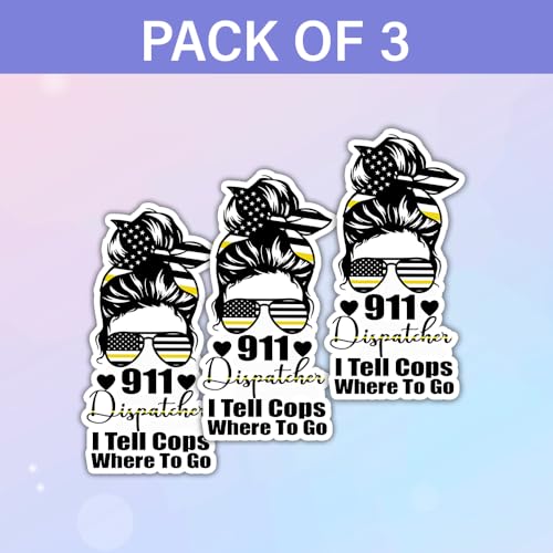 SODAVA (3Pcs, 3"x4") Dispatcher Sticker Funny 911 Operator Gift Waterproof Vinyl Decal for Laptop Water Bottle Computer Notebook Dispatch Life Sticker for Emergency Communications Worker