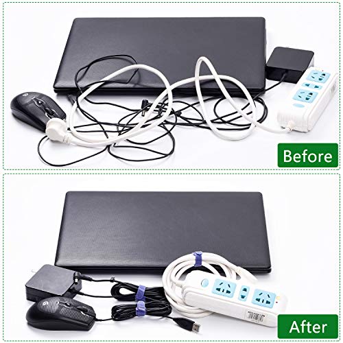 OneLeaf 60Pcs Reusable Cable Ties with Hook and Loop, 3 Sizes Wire