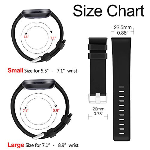 Soft TPU Replacement Band for Fitbit Versa 2 - Black, Large