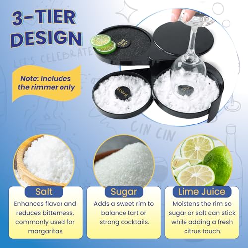 3-Tier Bar Glass Rimmer Set for Cocktails - Margarita & More