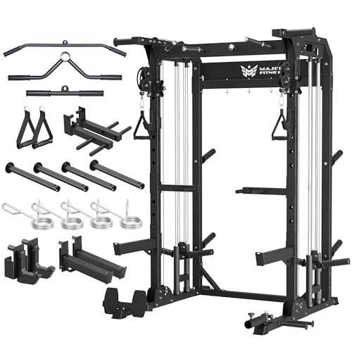 F22 Power Rack - 1600lbs All-in-One Squat Rack with Dual Pulley - Black