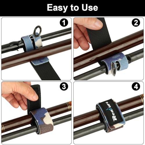 Adjustable Fishing Rod Straps - 12 Pcs, 6 Colors