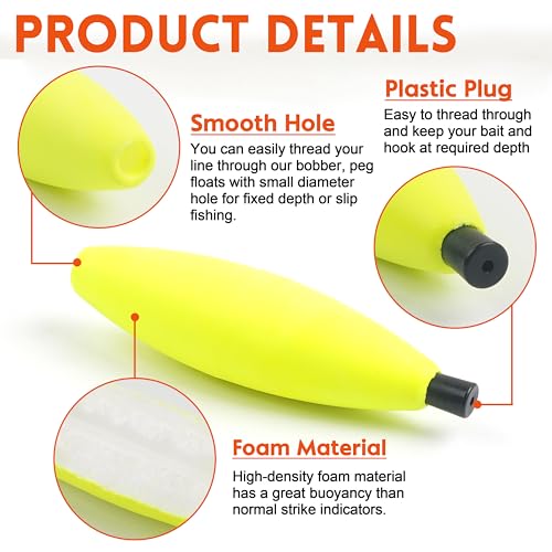 Fishing Bobbers Peg Floats - 20pcs Foam Cigar 2.5 Inch