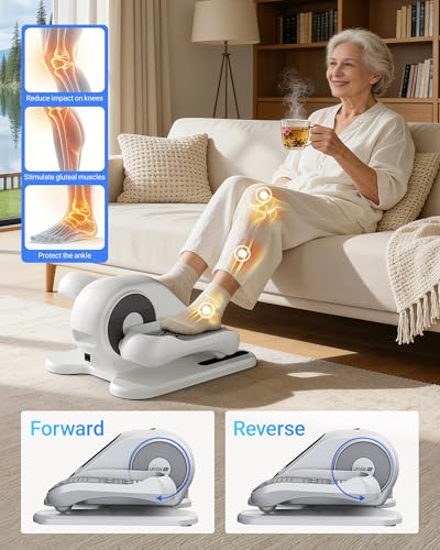 Under Desk Elliptical Exerciser - Electric Leg Peddler with Remote - Off-White