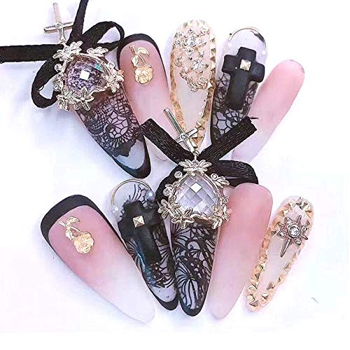 10 Rolls Black Lace Holographic Nail Foil Transfer Stickers - Colorful