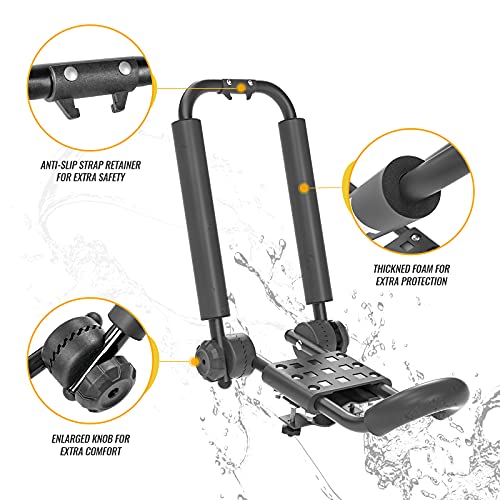 J-Bar Roof Rack Carrier with 16 Ft Ratchet Straps - Black