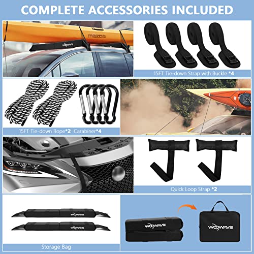 Folding Kayak Roof Rack with Accessories - Universal Soft Pads