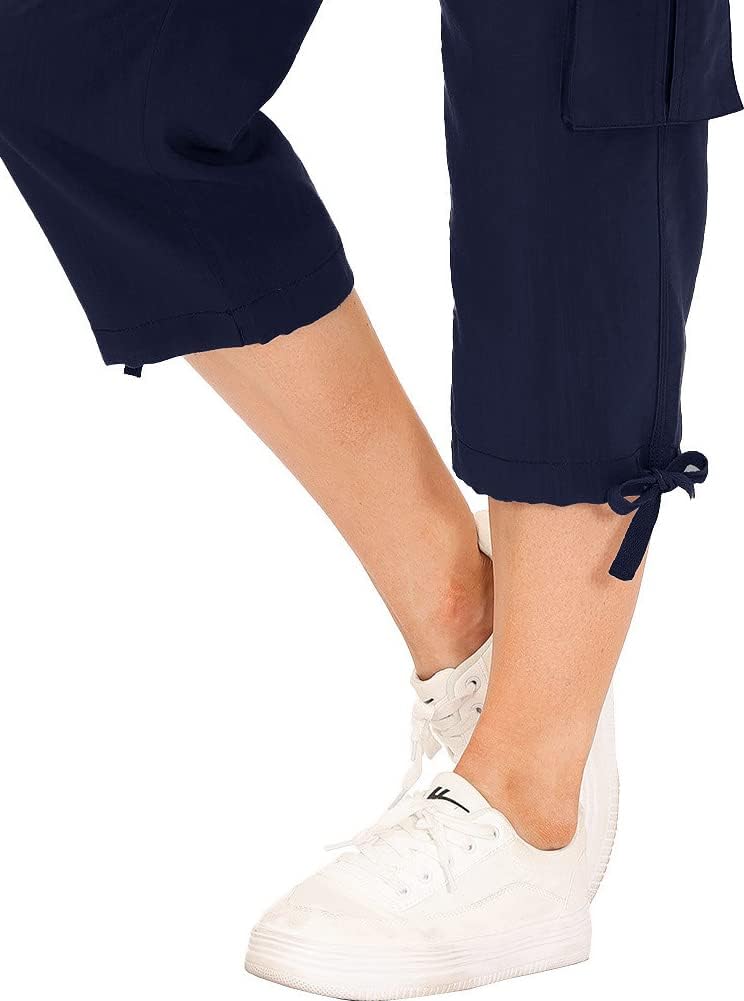 MoFiz Women's Casual Capri Pants - Lightweight Baggy Cargo with Pockets for Hiking & Everyday Wear