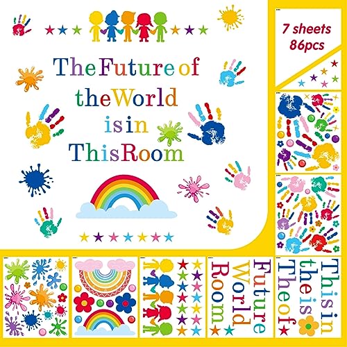 Inspirational Kids Classroom Wall Decals - The Future of the World Is in This Room Quote - Peel and Stick Vinyl Sticker - Inspirational Quote
