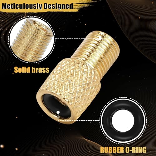 4-Pack Brass Presta to Schrader Valve Adapter Kit with Valve Caps