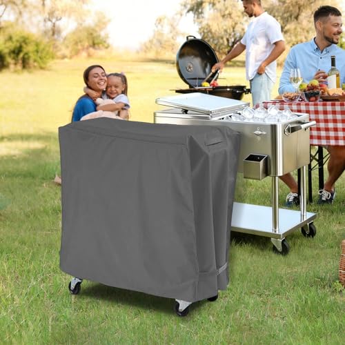 AKEfit Waterproof Outdoor Cooler Cart Cover 34"L x 19"W x 31"H Grey - Fits 65-80 Quart Ice Chest & Rolling Beverage Carts