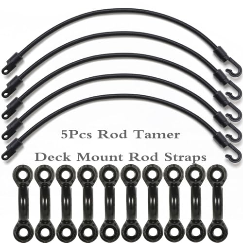 Borogo 12 Inch Adjustable Boat & Kayak Rod Tamer Strap Holders - 5 Pack