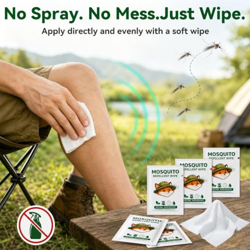 SEEKDIT 80 Count Mosquito Repellent Wipes with Citronella - Outdoor Bug Defense, Travel Size, Non-Greasy