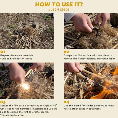 2-Pack Magnesium Fire Starters with Paracord & Multi-Tool