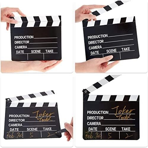 BBTO Movie Film Clap Board - 10 Pieces, 7 x 8 Inch Writable Directors Clapper | Black & White