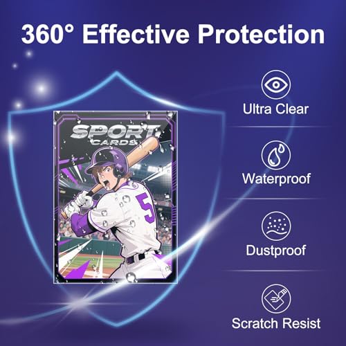 Clear Trading Card Sleeves - 200 Count Soft Plastic Protectors for Standard Cards