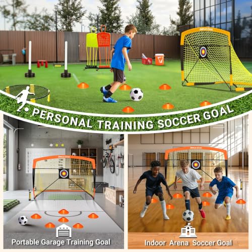 Pro Soccer Goal Set - 7x5 FT & 5x3.6 FT Pop Up Goals, Kids