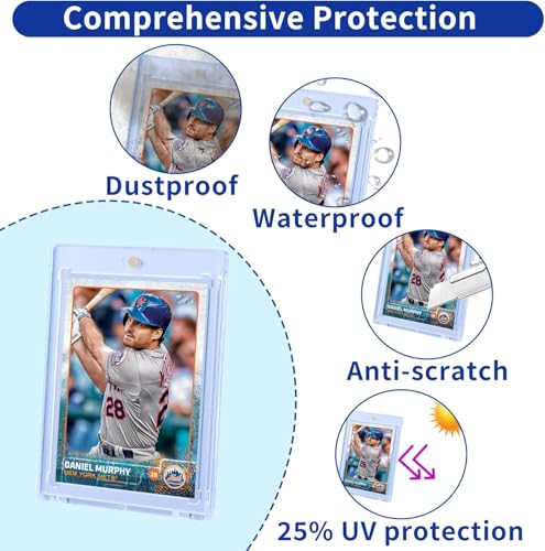 QTYORD 5 Pack 130PT Magnetic Card Holders for Trading Cards - One-Touch Baseball, Football, TCG, MTG Card Cases