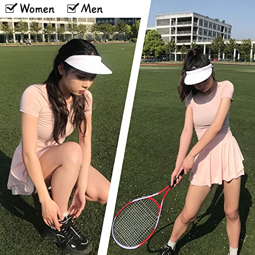 Kejea 2 Pack Adjustable Sun Visors for Women Men Wide Brim Sport Hats - White, Size 6 3/4-7 1/4