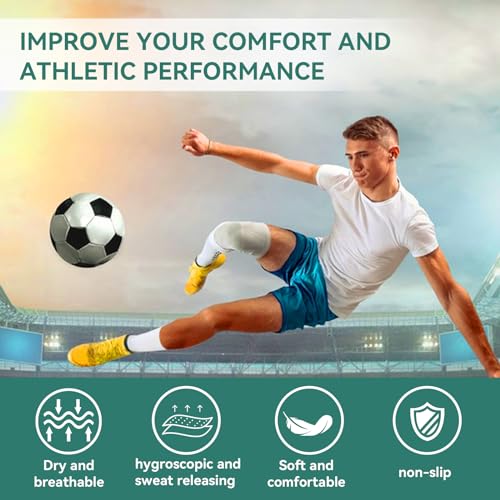 Non-Slip Soccer Socks with Grip Pads for Men and Women - 2 Pairs Black White
