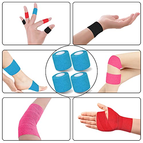 8-Pack 2" x 5 Yards Self-Adhesive Cohesive Bandage Wrap - Blue
