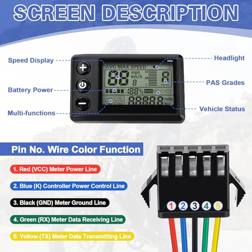 S866 LCD Display for Ridstar Q20 H20 H26 Pro E-Bike - Waterproof