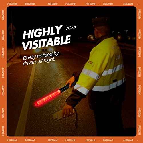 HiGiant 6 Pack 16 Inch Traffic Wand, LED Traffic Control Baton, Red Light Wands with Flashing Modes, Air Traffic Control Light with Side Clip for Parking Direct, Airport Safety