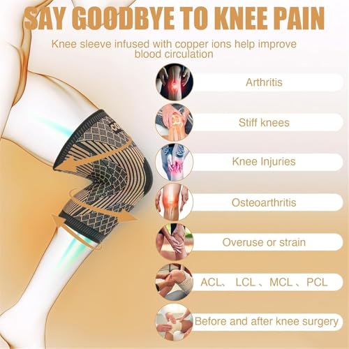 Copper Compression Knee Sleeve - X-Large, Orange Support for Pain Relief