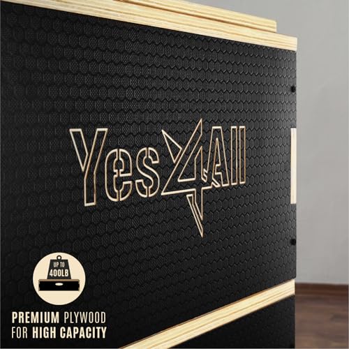 Plyometric Jump Box - 3 in 1 Adjustable Wooden Platform - 6" Black