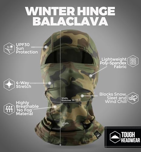 Balaclava Ski Mask - Breathable Windproof Face Cover - One Size Green Camo