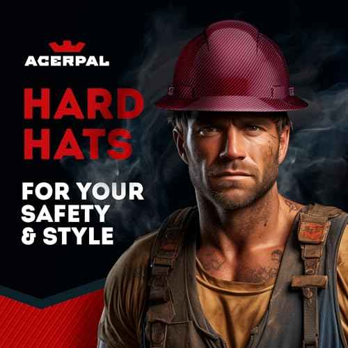Acerpal Updated Full Brim Hard Hat, Vented, Padded, OSHA Type 1 Class C Construction Safety Approved Hardhats, Hard Hats for Men, 6 Point Ratchet Suspension, Cascos De Construccion Helmet.