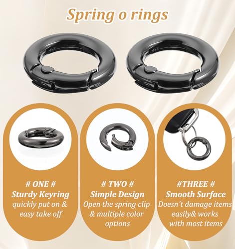 20Pcs Mini Carabiner Clips - 0.67in Black Zinc Alloy O Rings