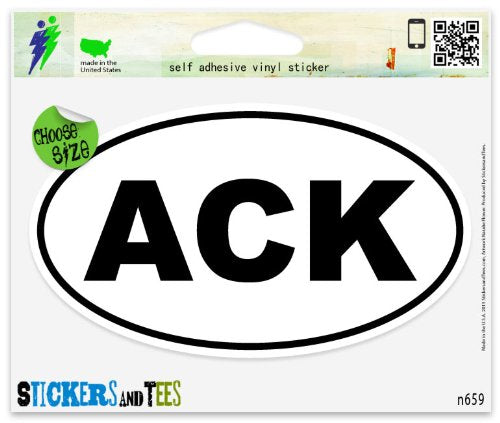 ACK Nantucket Oval Vinyl Decal - Weatherproof Car Bumper Sticker 5" x 3"
