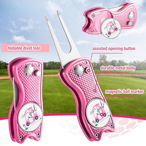 Liliful Floral Pink Golf Accessories Set for Women – 12 Pcs Gift Kit