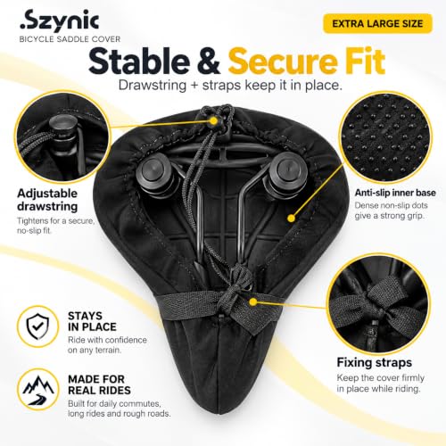 X-Large Gel Foam Bike Seat Cover with Anti-Slip Bottom - Szynic