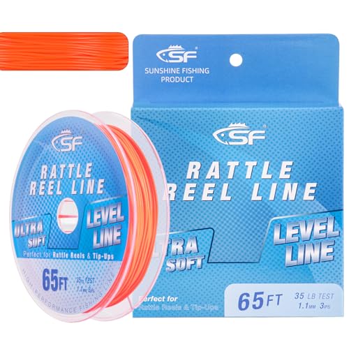 Ice Fishing Rattle Reel Line - Fluorescent Orange 65FT-3IPS