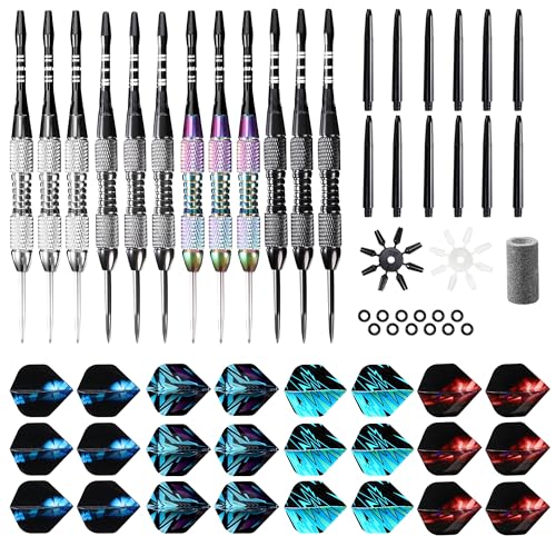 WINSDART Multicolor 3-Darts Steel Tip Set 22g with Gift Box - Practice & Tournament Darts