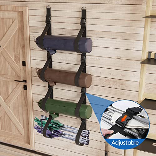 Camping Chair Wall Storage for Garage, Adjustable Garage Wall Storage Straps Wall Mounted with Quick Release Buckles, Hanging Garage Organization System Rack Holds More Beach Chairs, Umbrellas