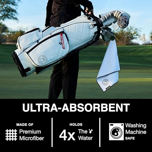 Magnetic Golf Towel - Ultra-Absorbent Microfiber - 18" x 18" - Black